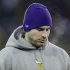 Minnesota Vikings quarterback Christian Ponder (7) watches from the sideline during the second half of an NFL wild card playoff football game against the Green Bay Packers, Jan. 5, 2013, in Green Bay, Wis. (AP Photo/Jeffrey Phelps)