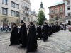 Nuns of the Ukrainian Orthodox Greek Catholic Church (UOGCC) stage a protest in Lviv