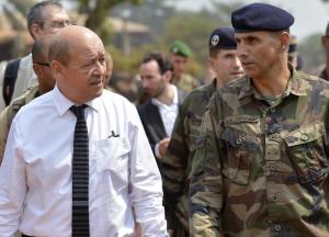 French Defence Minister Jean-Yves Le Drian (L) speaks&nbsp;&hellip;