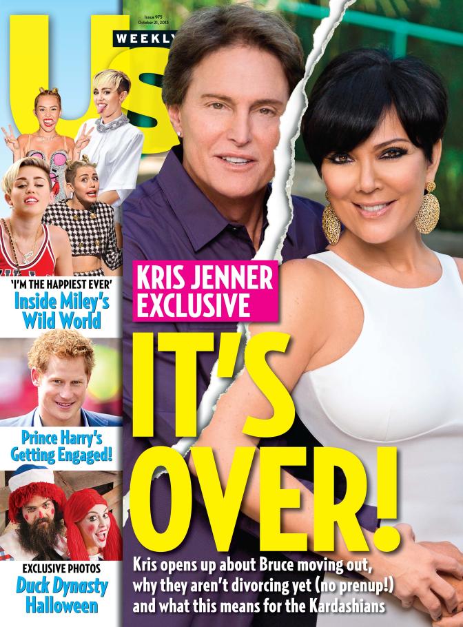 This cover image released by US Weekly shows the exclusive announcement about the break-up of celebrity couple Bruce Jenner and Kris Jenner. The couple confirmed they’ve split and have been separated for a year. (AP Photo/US Weekly)