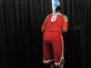 Ohio State forward Jared Sullinger peeks through a curtain while teammates participate in interviews in New Orleans, Thursday, March 29, 2012. Ohio State is scheduled to play Kansas in an NCAA tournament Final Four semifinal college basketball game on Saturday. (AP Photo/Gerald Herbert)
