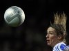 Chelsea's Torres jumps for the ball during their English League Cup soccer match against Liverpool at Stamford bridge in London