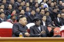 El líder norcoreano, Kim Jong-Un, y Dennis Rodman, el 28 de febrero de 2013, en un partido de baloncesto en Pyongyang