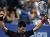Djokovic of Serbia celebrates defeating Del Potro of Argentina during their men's singles quarter-finals match at the U.S. Open