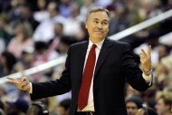 Mike D'Antoni, pictured in January 2012, has resigned as coach of the New York Knicks, saying assistant coach Mike Woodson will coach the team. (AFP Photo/Rob Carr)
