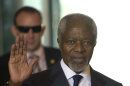 Kofi Annan, Joint Special Envoy of the United Nations and the Arab League for Syria arrives for a meeting of the Action Group for Syria at the European headquarters of the United Nations, in Geneva, Switzerland, Saturday, June 30, 2012. (AP Photo/Keystone, Martial Trezzini)
