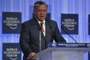 Jordan's King Abdullah speaks during the closing ceremony of the World Economic Forum on the Middle East and North Africa at the King Hussein Convention Centre, at the Dead Sea