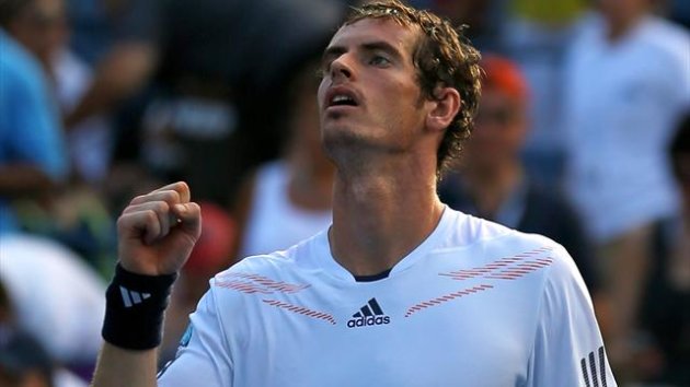 Andy Murray of Great Britain celebrates match point after his men's singles first round match against Alex Bogomolov Jr. of Russia on Day One of the 2012 US Open at USTA Billie Jean King National Tennis Center on August 27, 2012 (AFP)
