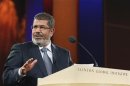 Egyptian President Mohamed Mursi speaks during the final day of the Clinton Global Initiative 2012 in New York