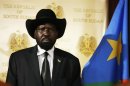South Sudan's President Kiir addresses a joint news conference with his Sudan's counterpart al-Bashir in Juba South Sudan