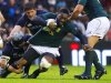 Scotland's Murray and Ross Ford tackle South Africa's Mtawarira during their rugby union match at Murrayfield Stadium in Edinburgh