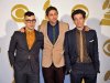 The band Fun, from left, Jack Antonoff, Andrew Dost and Nate Ruess pose for a photo backstage at the Grammy Nominations Concert Live! at Bridgestone Arena on Wednesday, Dec. 5, 2012, in Nashville, Tenn. (Photo by Donn Jones/Invision/AP)