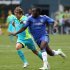 Romelu Lukaku (R) powered Chelsea past the Sounders with two first half goals