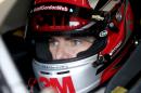 Driver Jeff Gordon waits to leaves the garage for practice for Sunday's NASCAR Sprint Cup Series auto race Saturday, Feb. 28, 2015, in Hampton, Ga. (AP Photo/John Bazemore)