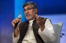Kailash Satyarthi, 2014 Nobel Peace Prize Laureate, takes part in a panel during the Clinton Global Initiative's annual meeting in New York