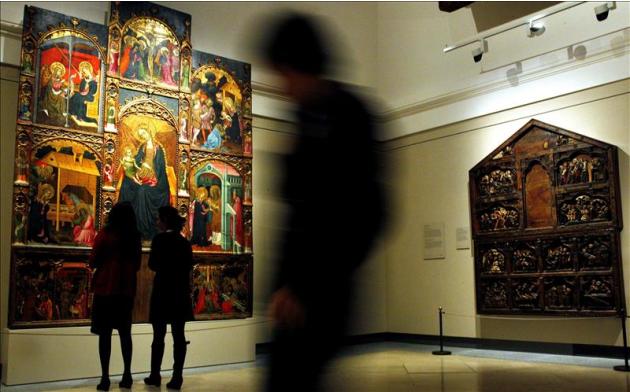 &#39;Retablo de la Virgen&#39; del Maestro de Torralba, que se muestra en la nueva sala monográfica del Museo del Prado, dedicada a la exhibición de la importante donación de obras realizada el pasado
