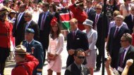 VIDEO Princess Catherine and Prince William celebrated Canada Day among a huge crowd Friday on the couple's first official international outing as jubilant Canadians thronged to catch a glimpse of British royalty.