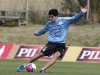 Uruguay's national soccer team player Luis Suarez practices free kicks during a training session at the team's headquarters on the outskirts of Montevideo