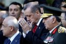 Turkish Prime Minister Erdogan and Chief of Staff General Ozel attend funeral ceremony of fallen Air Force Lieutenant Aksoy