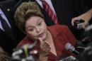 Brazil's President Rousseff speaks to the media after a ceremony for the new law, the Programa Mais Medicos, at the Planalto Palace in Brasilia