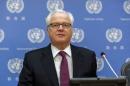 Russia's United Nations Ambassador Vitaly Churkin speaks during a news conference marking the start of his month-long term as president of the U.N. Security Council at the U.N. headquarters in New York