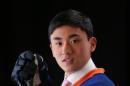 AnDong Song poses after being selected 172nd overall by the New York Islanders during the 2015 NHL Draft at BB&T Center on June 27, 2015 in Sunrise, Florida
