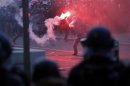 Youths clash with police during incidents at the end of a protest march called, "La Manif pour Tous" (Demonstration for All) against France's legalisation of same-sex marriage, in Paris