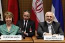 European Union foreign policy chief Ashton and Iranian Foreign Minister Zarif smile at the begin of a conference in Vienna