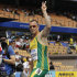 South Africa's Oscar Pistorius gestures after qualifying following a Men's 400m heat at the World Athletics Championships in Daegu, South Korea, Sunday, Aug. 28, 2011. (AP Photo/Anja Niedringhaus)