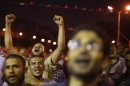 Supporters of the deposed Egyptian President Mursi shout anti-army slogans during a sit-in protest in Cairo