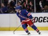 New York Rangers' Chris Kreider  reacts after scoring during the third period of Game 1 in the second round of the NHL hockey Stanley Cup playoffs against the Washington Capitals Saturday, April 28, 2012, in New York. The Rangers won the game 3-1. (AP Photo/Frank Franklin II)