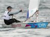 China's Xu Lijia sails during the ninth race of the Laser Radial sailing class at the London 2012 Olympic Games in Weymouth and Portland, southern England