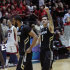 Colorado guard Nate Tomlinson (1) and Carlon Brown acknowledge the fans after defeating UNLV in an NCAA tournament second-round college basketball game  Thursday, March 15, 2012, in Albuquerque, N.M. Colorado won 68-64. (AP Photo/Jake Schoellkopf)
