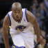 Golden State Warriors' Jarrett Jack celebrates after scoring against the Oklahoma City Thunder during the second half of an NBA basketball game Wednesday, Jan. 23, 2013, in Oakland, Calif. (AP Photo/Ben Margot)