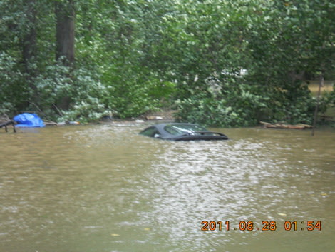 Hurricane Irene - Submerged car in Bergen County, New Jersey. (Photo courtesy of Scarlet Henderson.)