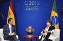 La presidenta brasileña, Dilma Rousseff (d), y el presidente del Gobierno español, Mariano Rajoy, durante una reunión del G20. EFE/Archivo