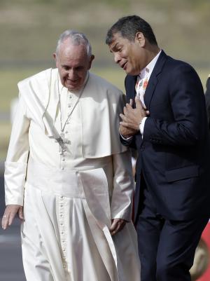 Ecuador&#39;s President Rafael Correa, right, welcomes &hellip;
