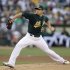 Oakland Athletics' Tommy Milone works against the Detroit Tigers during the first inning of a baseball game Friday, May 11, 2012, in Oakland, Calif. (AP Photo/Ben Margot)