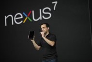Hugo Barra, director of product management of Google, unveils Nexus 7 tablet during Google I/O 2012 Conference at Moscone Center in San Francisco, California June 27, 2012. REUTERS/Stephen Lam