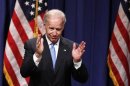 U.S. Vice President Joe Biden gestures after giving a speech regarding the Obama administration's foreign policy record at New York University in New York