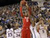 Ohio State's Jared Sullinger (0) shoots over Kansas' Elijah Johnson (15), Travis Releford (24), Thomas Robinson (0) and Jeff Withey (5) during the second half of an NCAA Final Four semifinal college basketball tournament game Saturday, March 31, 2012, in New Orleans. (AP Photo/Mark Humphrey)