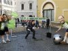 Demonstrators wearing masks depicting Merkel, Rajoy, Monti and Hollande, pose as they simulate playing a soccer match to protest against the euro zone debt crisis, in Rome