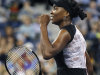 Venus Williams, of the United States, pumps her first after defeating Vesna Dolonts, of Russia, 6-4, 6-3 during the first round of the U.S. Open tennis tournament in New York, Monday, Aug. 29, 2011. (AP Photo/Charles Krupa)