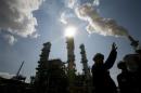 File of James Prokupek is seen silhouetted during tour of refinery in Norco, Louisiana