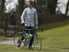 British cyclist Wiggins poses for photographers during a press day for the Giro d'Italia cycle race at the Kilhey Court hotel in Standish