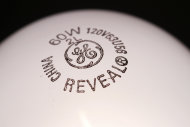 <p>               This Jan. 17, 2012 photo, shows a General Electric brand light bulb in Surfside, Fla. General Electric said Friday, Jan. 20, 2012, its fourth-quarter earnings fell 18 percent on lower sales and a provision for income taxes. (AP Photo/Wilfredo Lee)