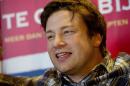 English Chef Jamie Oliver speaks in Amsterdam on February 21, 2012
