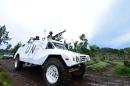 A UN mission in DR Congo (MONUSCO) armored personnel carrier patrols on November 5, 2013 in the eastern North Kivu region