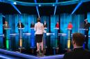 In a handout picture released by ITV on April 2, 2015, party leaders take part in the "ITV Leaders' Debate" at ITV studios in Salford, north west England on April 2, 2015