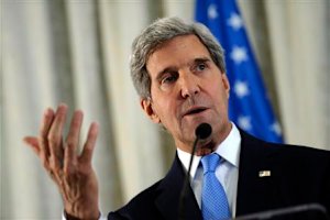 U.S. Secretary of State John Kerry answers a question …